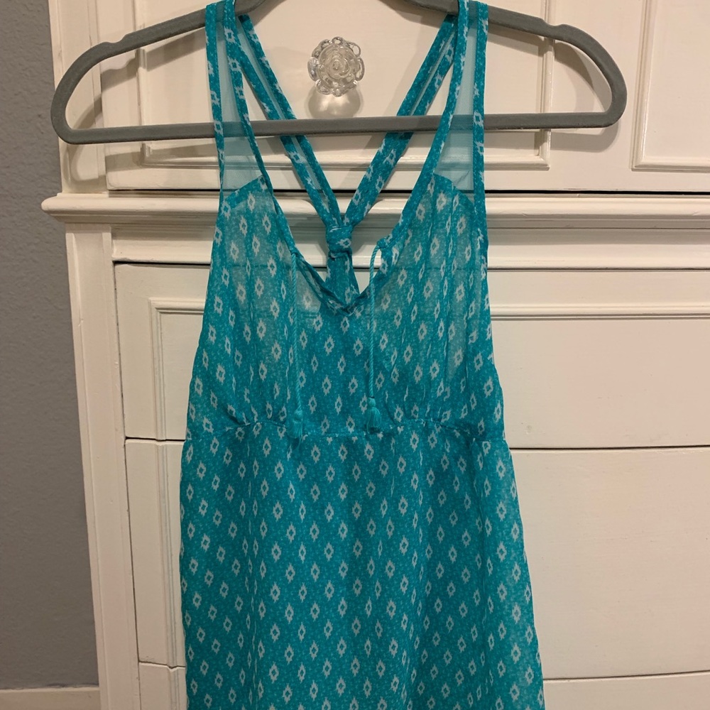 Teal and white tank top